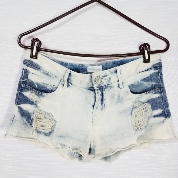 Express Pants - Express Denim  Distressed White Wash Shorts
